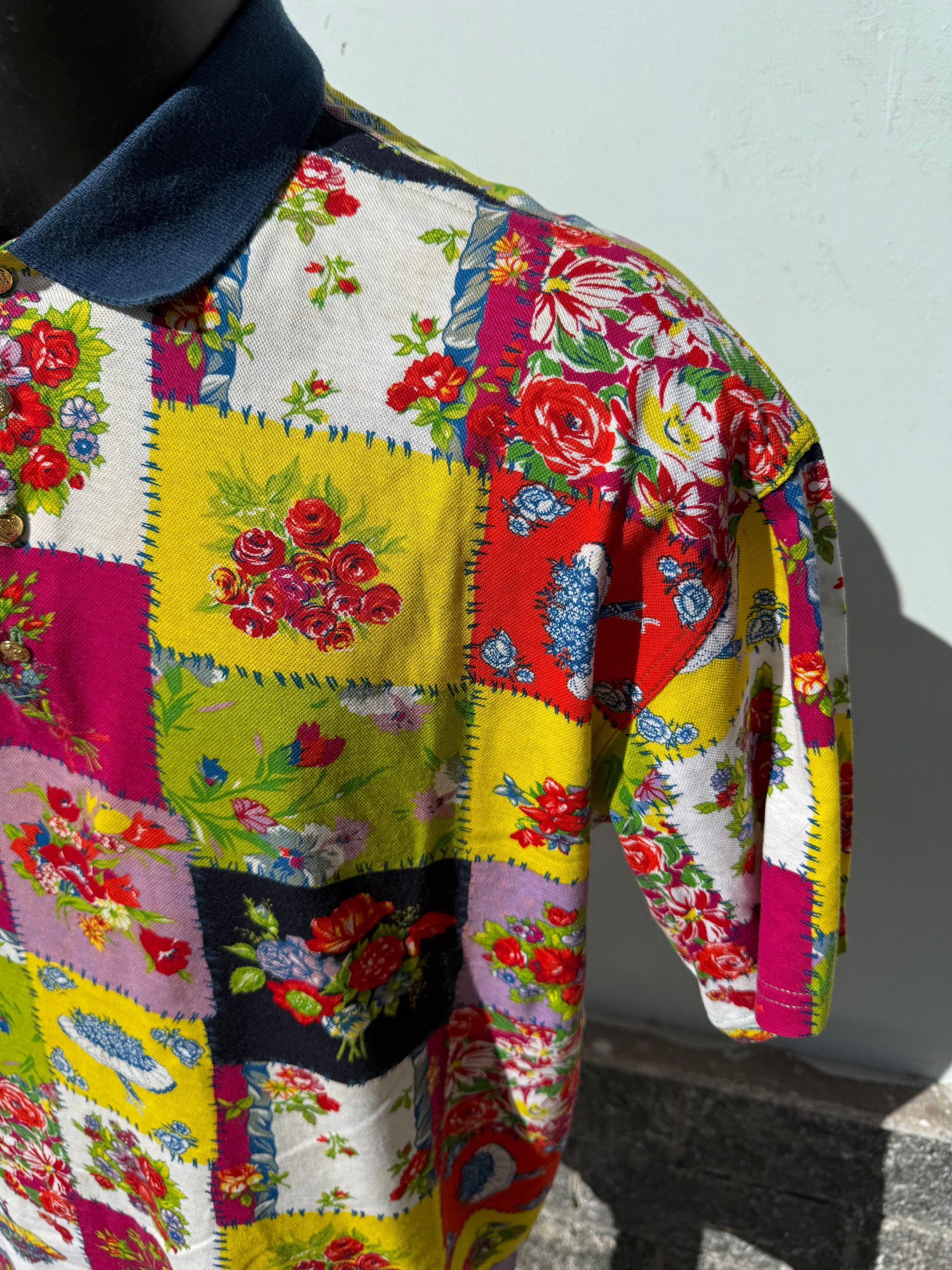 Polo uomo Versace anni 90" stampa patchwork floreale