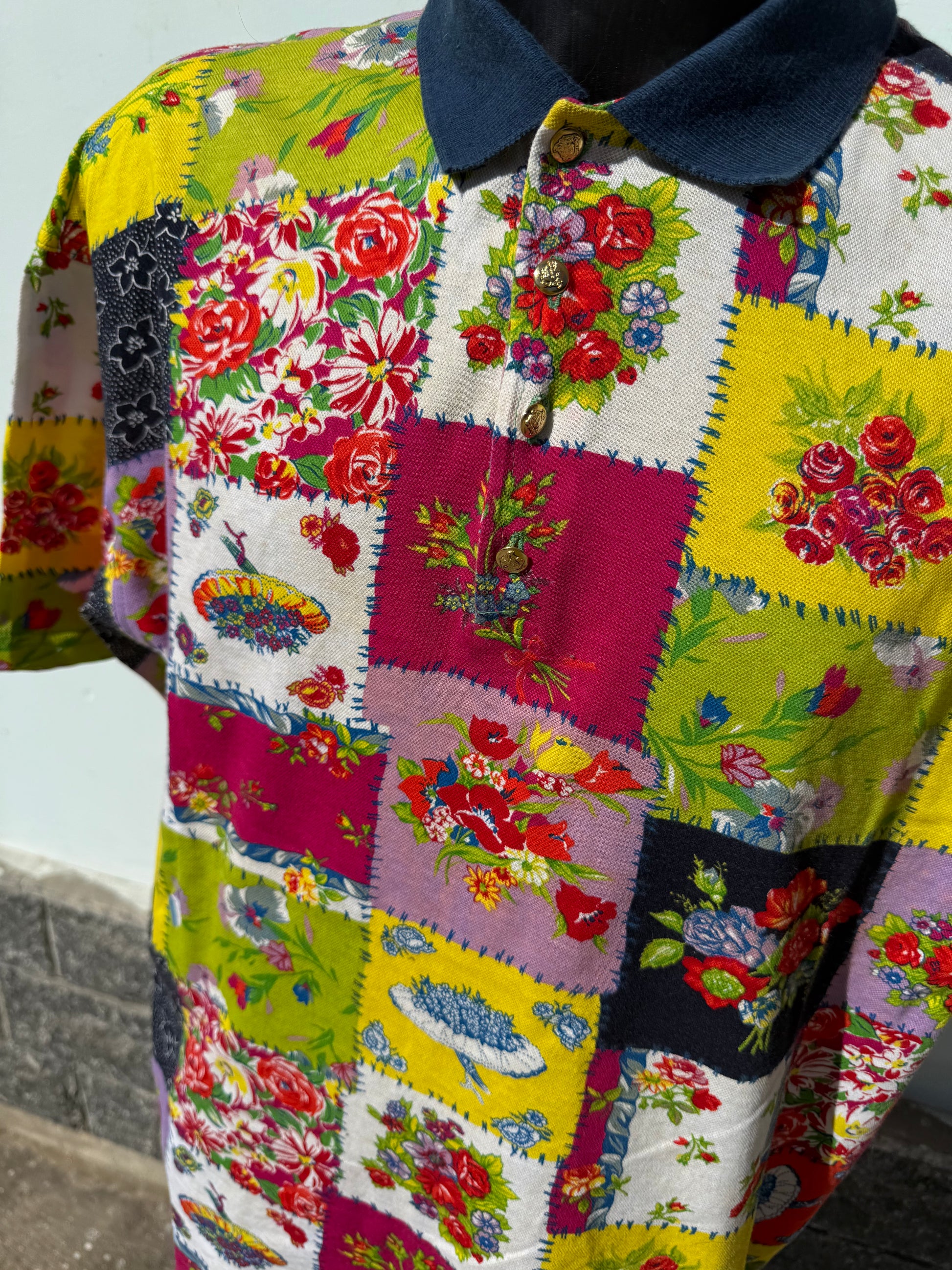 Polo uomo Versace anni 90" stampa patchwork floreale