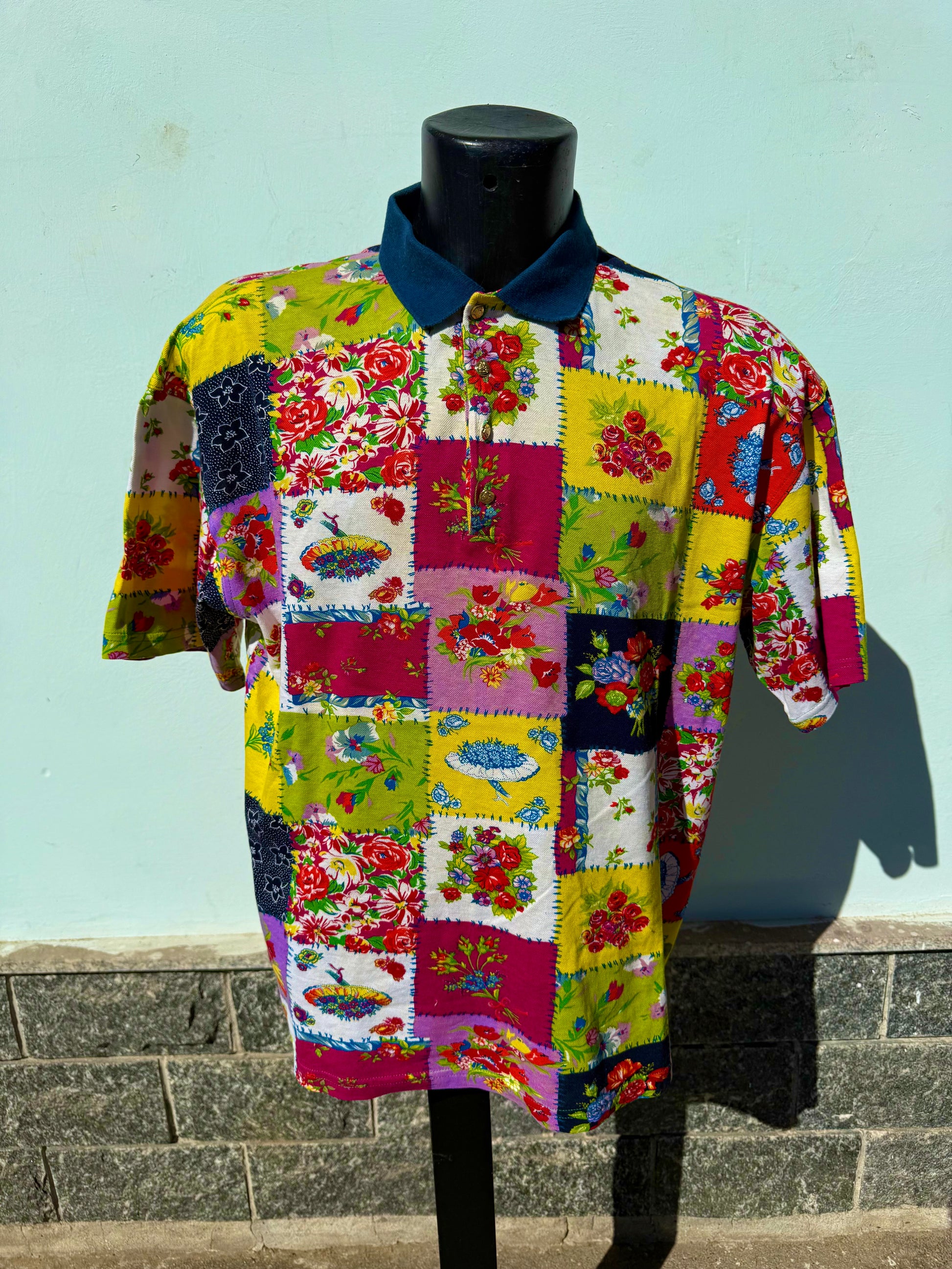 Polo uomo Versace anni 90" stampa patchwork floreale