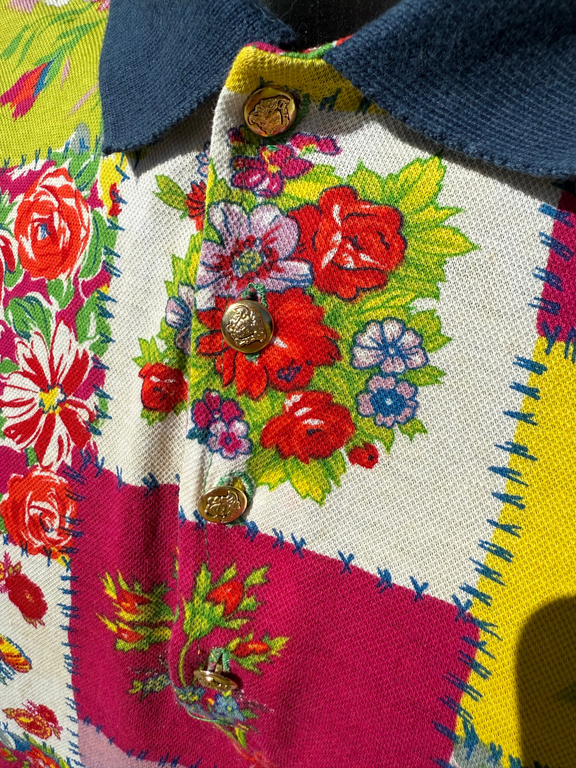 Polo uomo Versace anni 90" stampa patchwork floreale