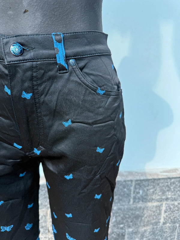 Pantalone Versace , farfalle blu , anni 90”