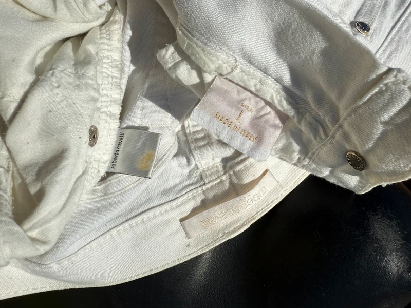 Jeans Roberto Cavalli stampa tatuaggio tigre e rose SS2003