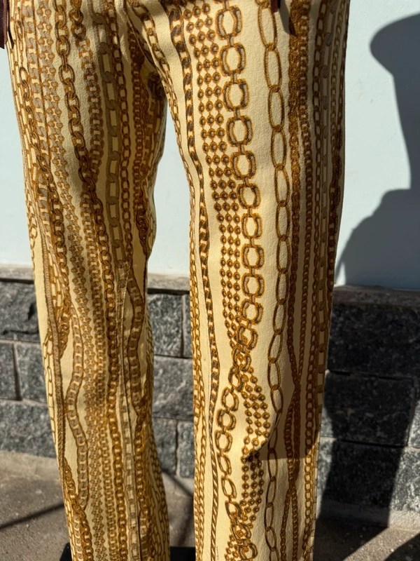 Jeans Roberto Cavalli FW2003 catene oro e pelle