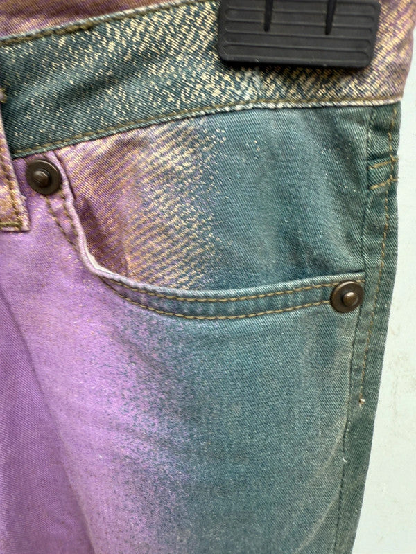 Jeans Roberto Cavalli laminato oro su viola