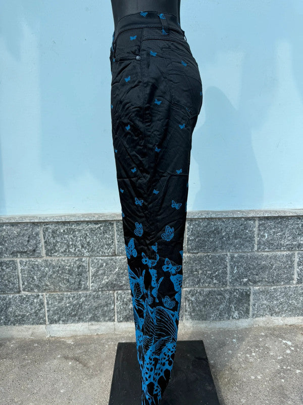 Pantalone Versace , farfalle blu , anni 90”