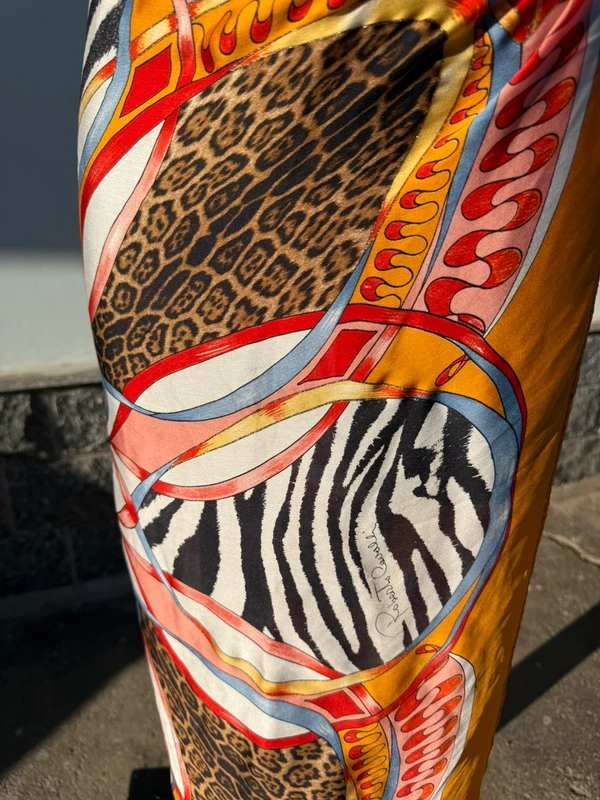 Top / pareo / foulard Roberto Cavalli animalier patchwork SS2004