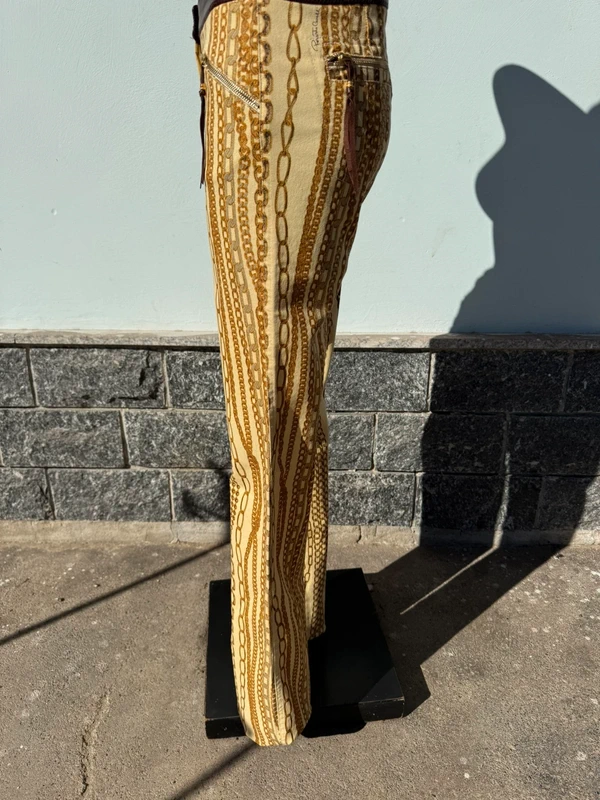 Jeans Roberto Cavalli FW2003 catene oro e pelle