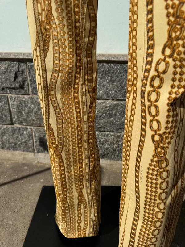 Jeans Roberto Cavalli FW2003 catene oro e pelle