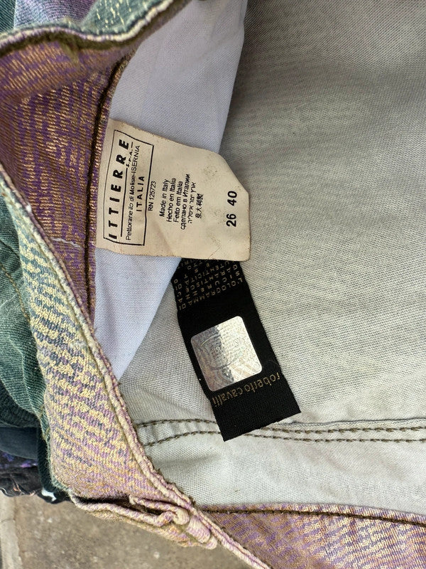 Jeans Roberto Cavalli laminato oro su viola