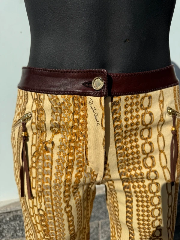 Jeans Roberto Cavalli FW2003 catene oro e pelle