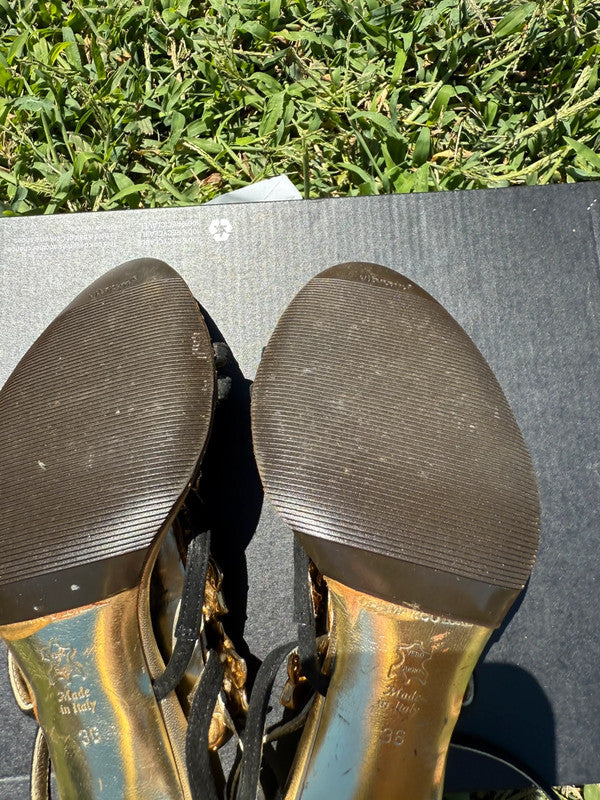 Sandalo con tacco Gianmarco Lorenzi gioiello fiore