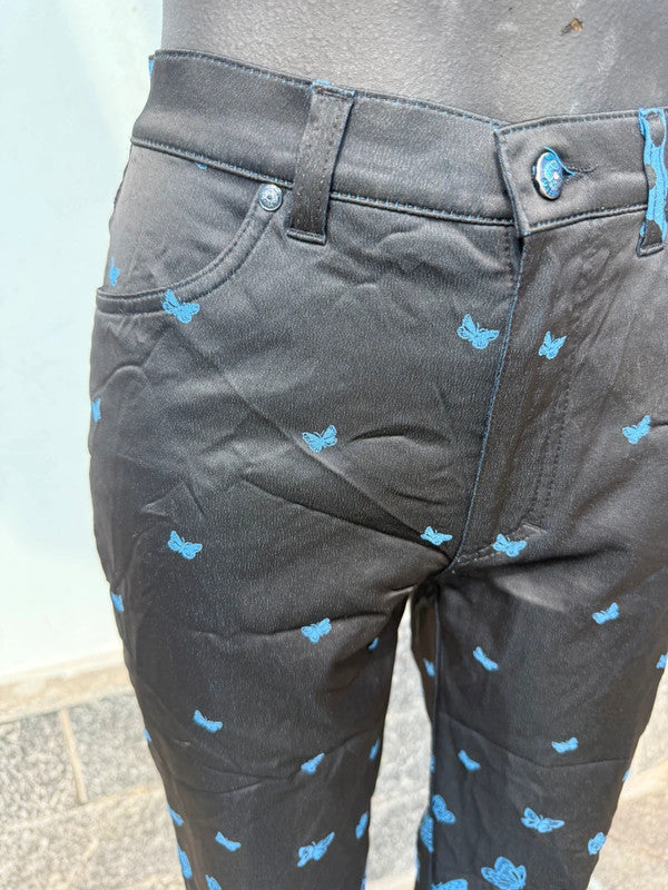 Pantalone Versace , farfalle blu , anni 90”