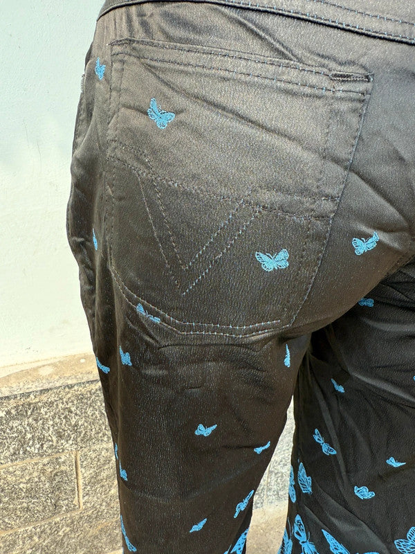Pantalone Versace , farfalle blu , anni 90”