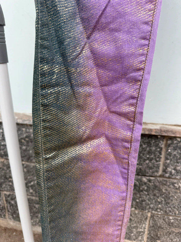 Jeans Roberto Cavalli laminato oro su viola