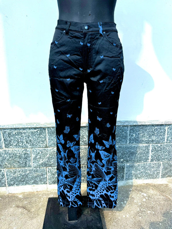 Pantalone Versace , farfalle blu , anni 90”