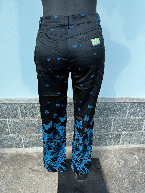 Pantalone Versace , farfalle blu , anni 90”