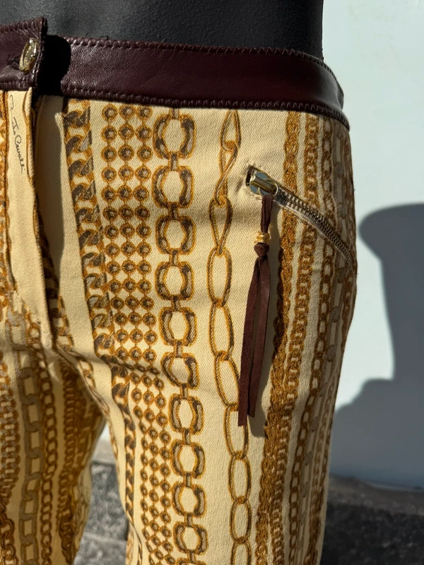 Jeans Roberto Cavalli FW2003 catene oro e pelle