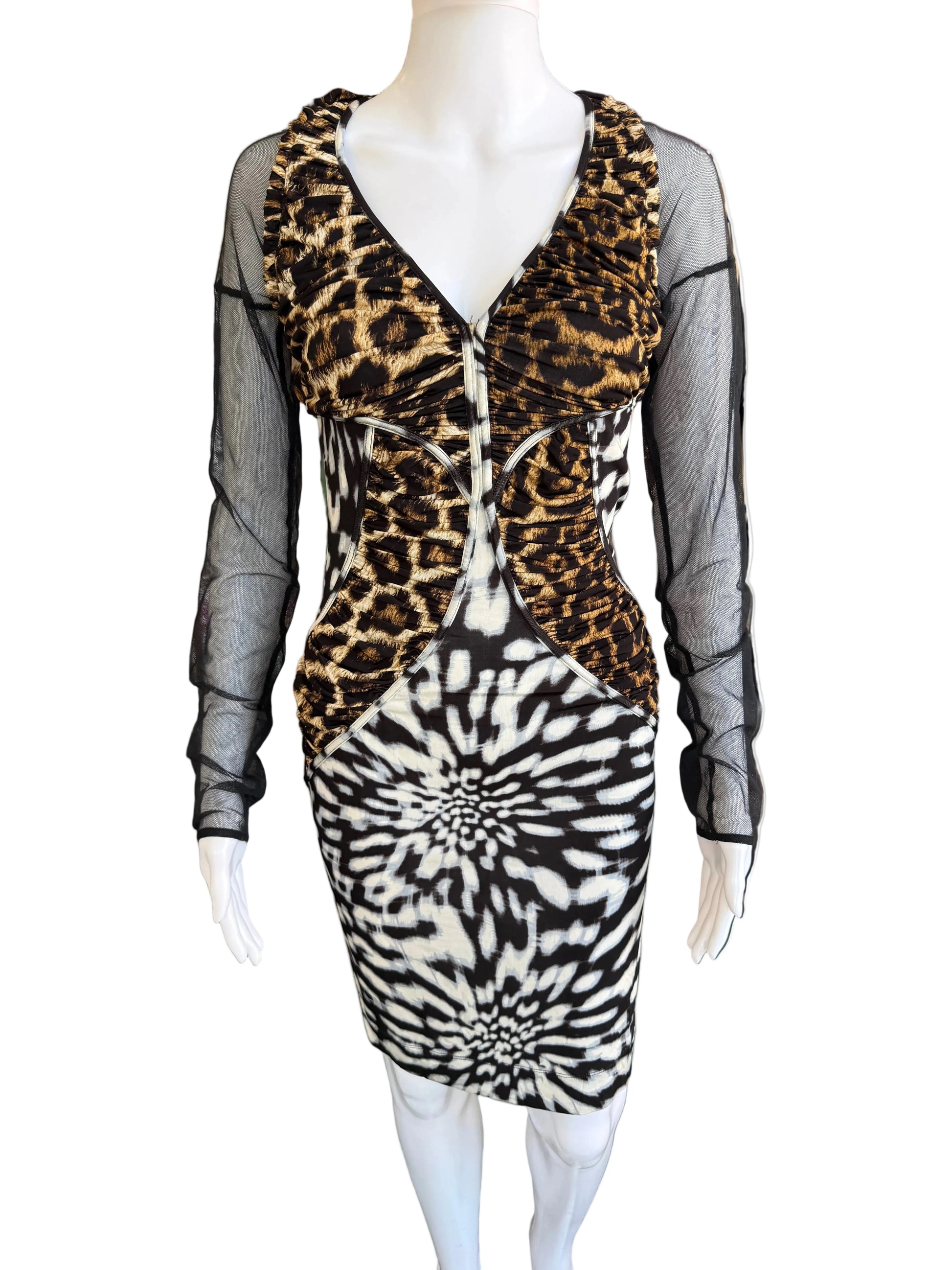 Abito Roberto Cavalli animalier leopardo nuovo 2000s