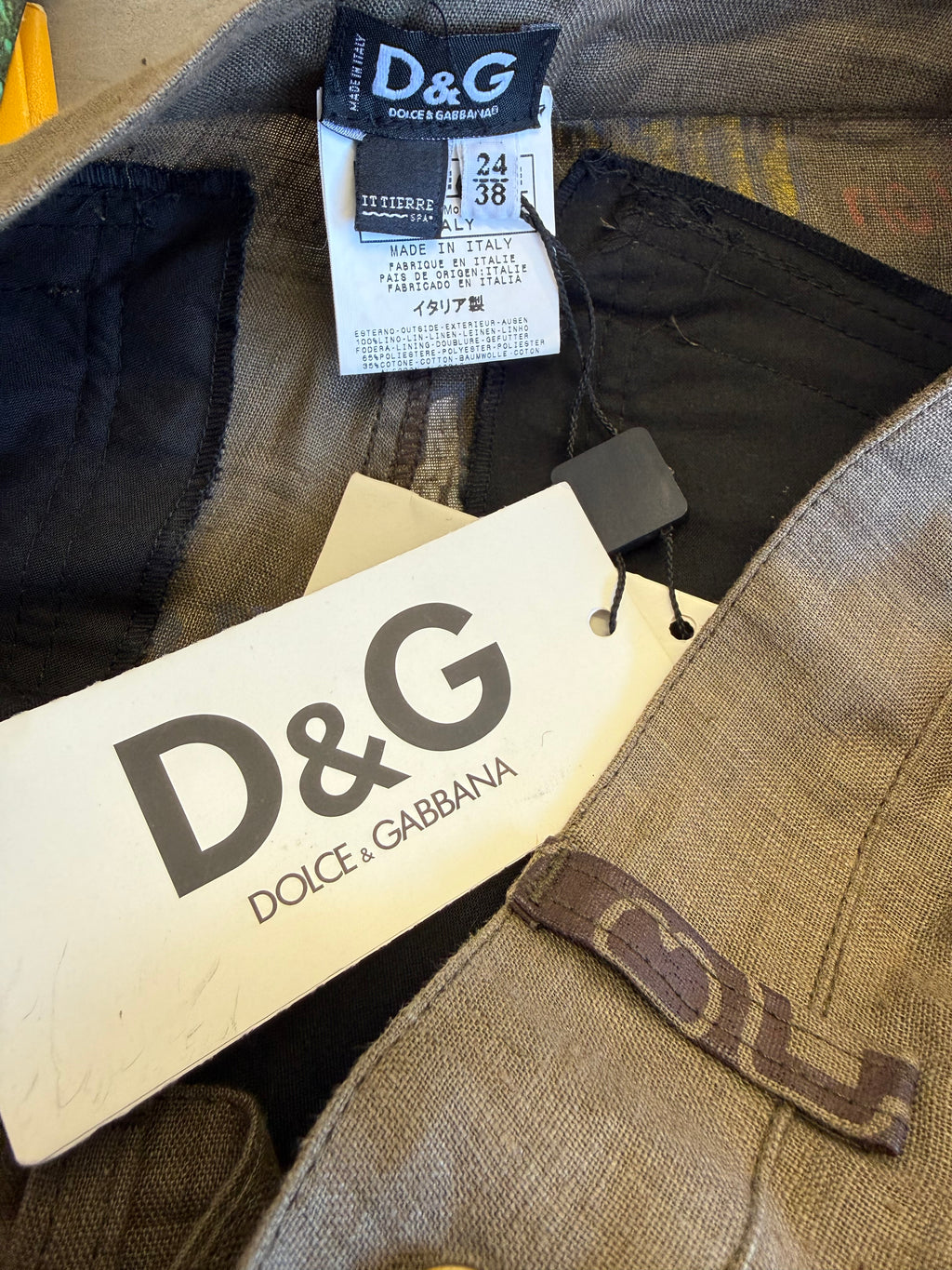 Pantalone Dolce & Gabbana cargo FW2004 lino stampato  nuovo