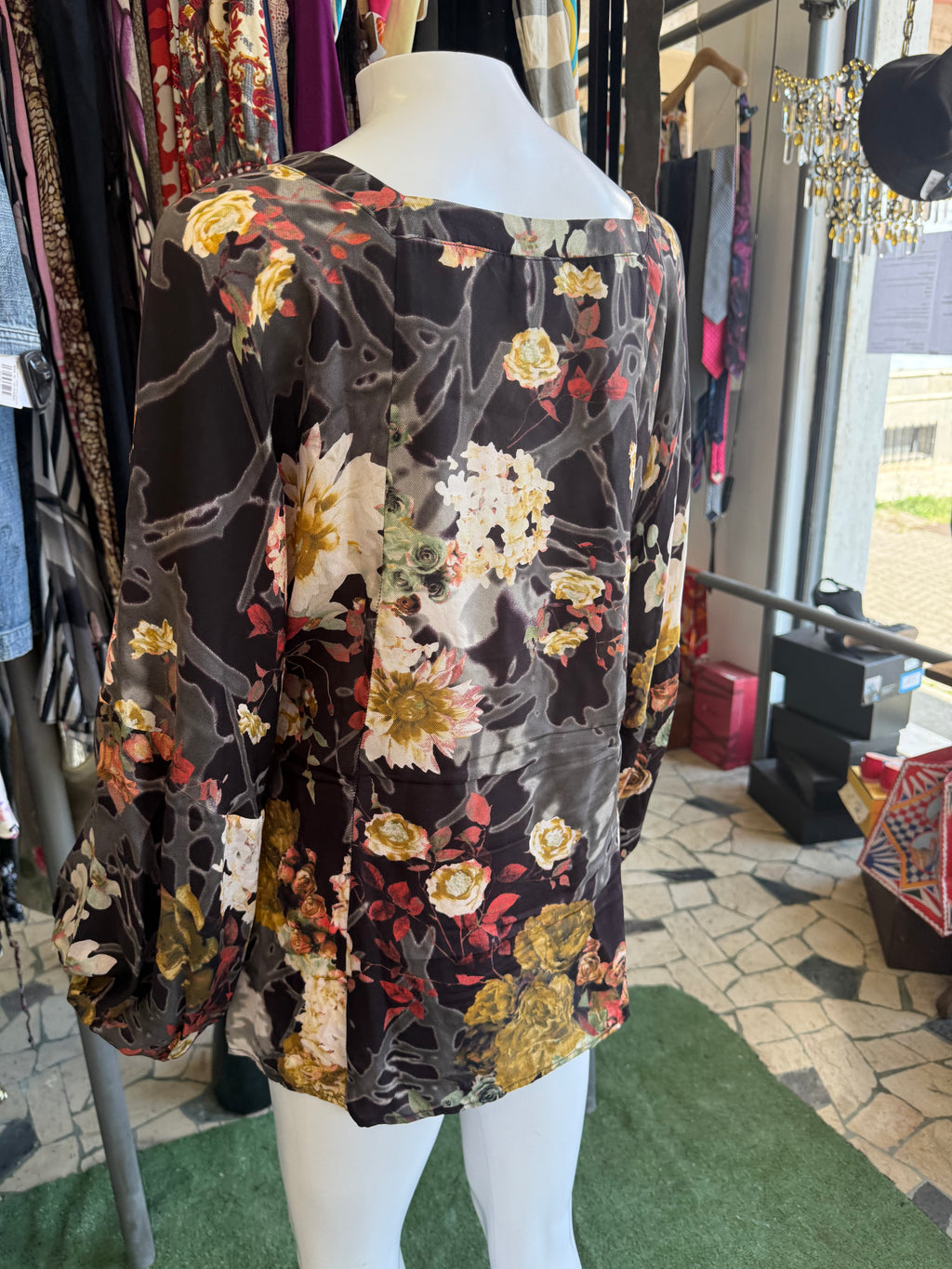 Blusa Roberto Cavalli seta fiori 00s