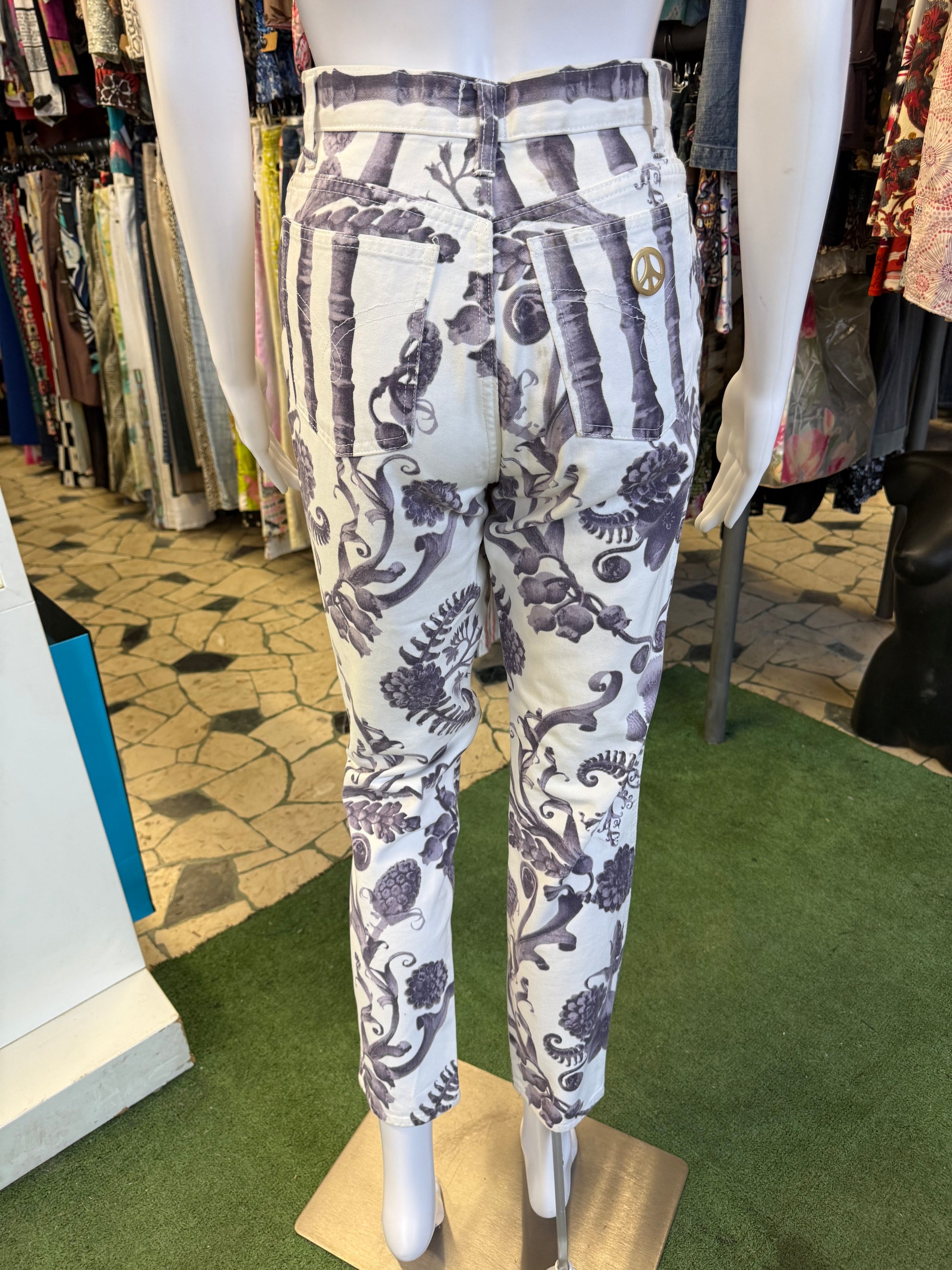 Jeans Moschino fiori e bambù 90s