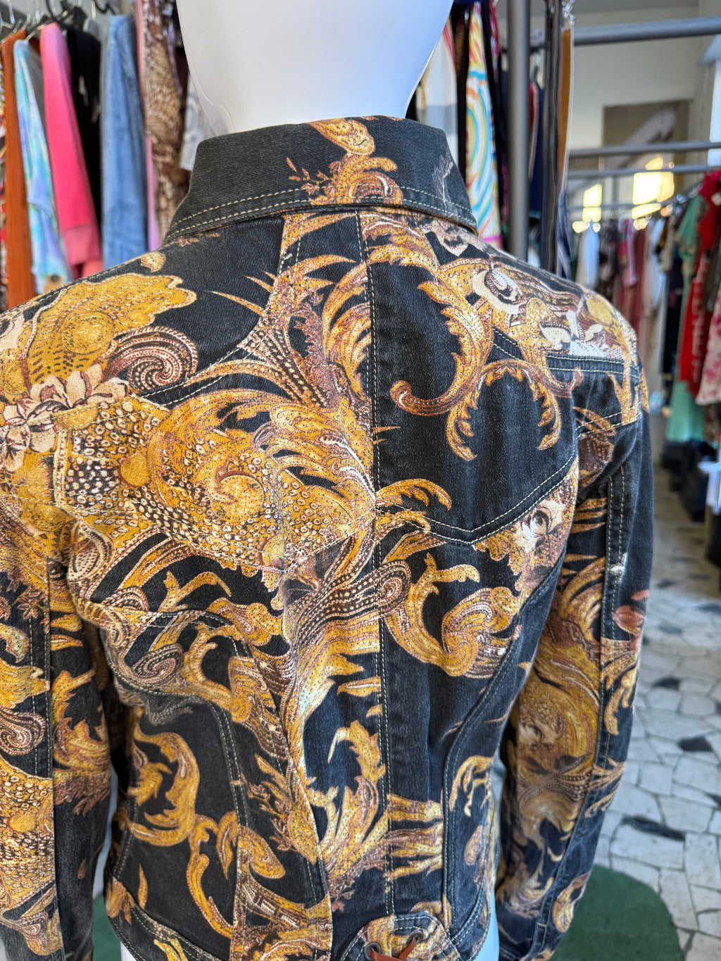 Giacca Roberto Cavalli barocco dorato 00s