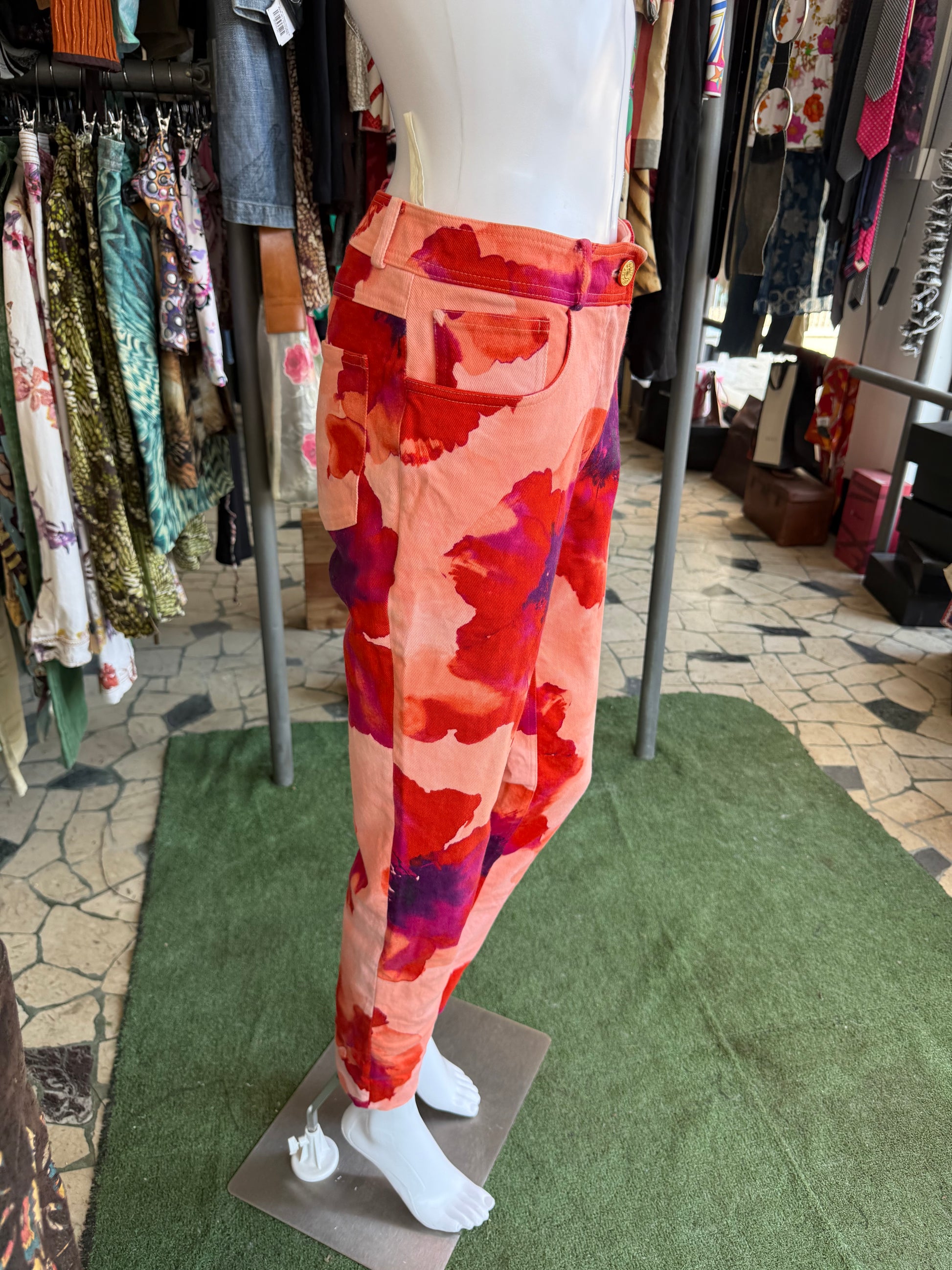 Jeans Celine SS2004 fiori di papavero