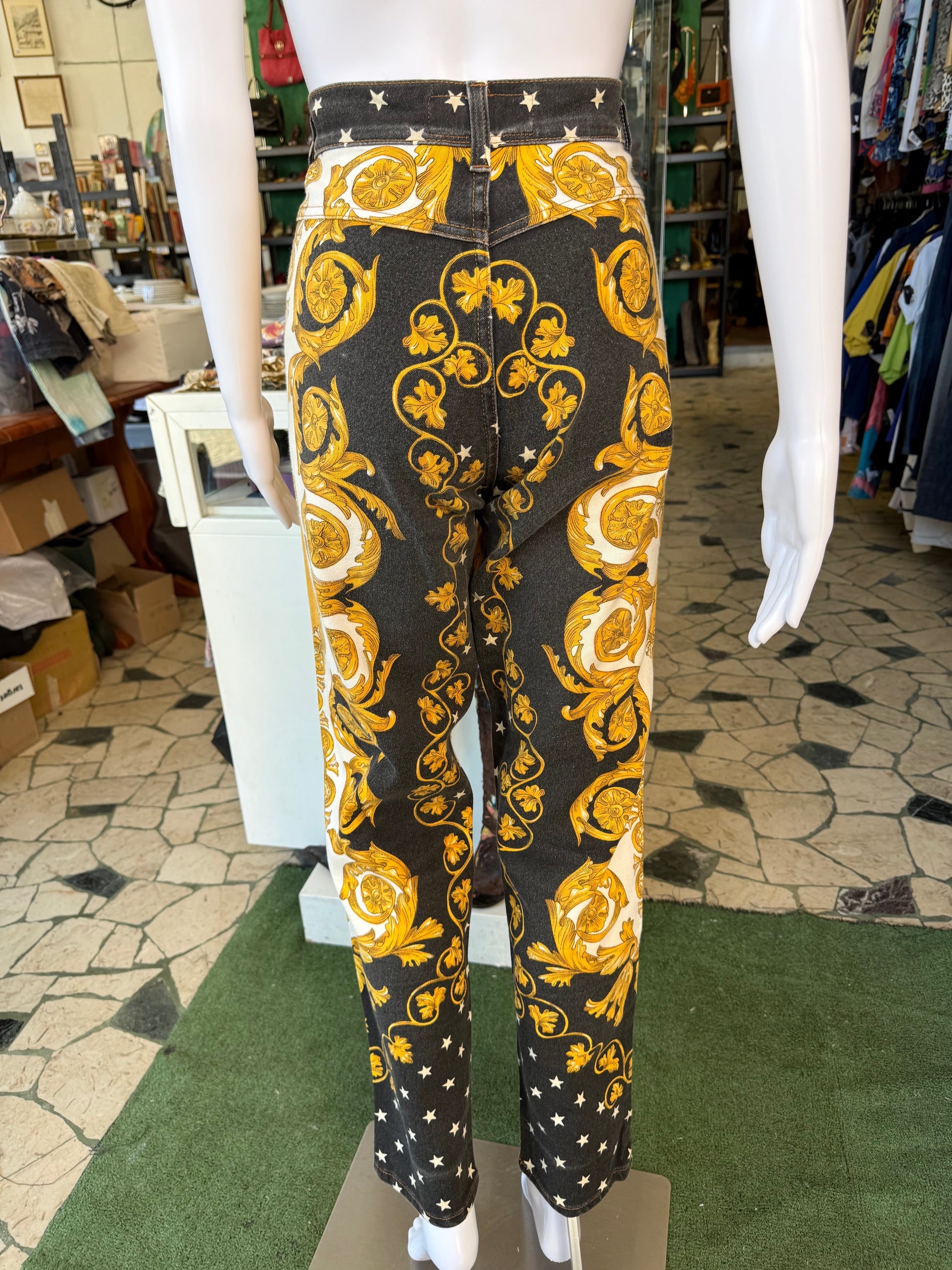 Jeans Roberto Cavalli barocco Pegaso 1990s