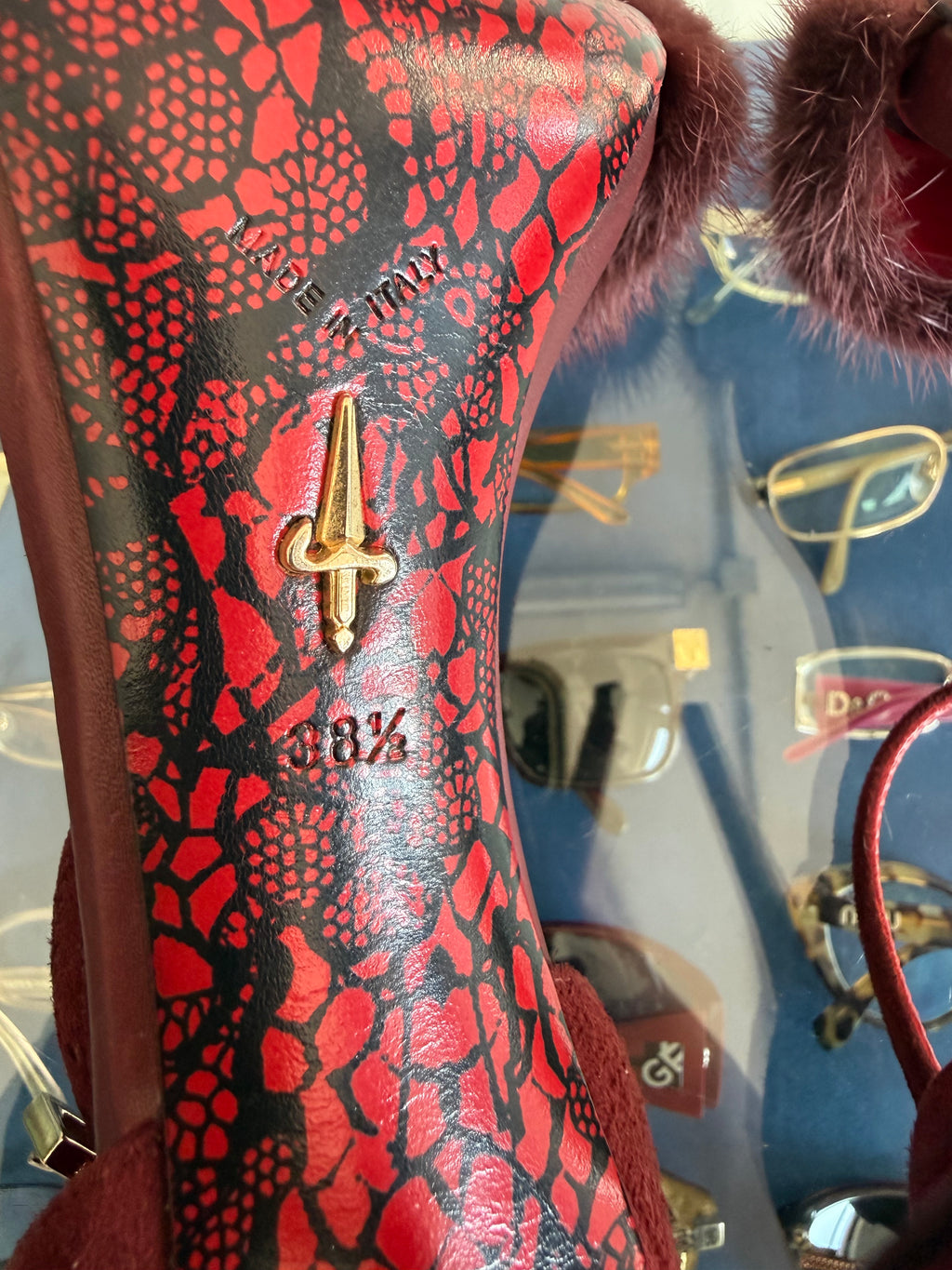Sandali Cesare Paciotti Dagger Heels oro Bordeaux e visone 00s