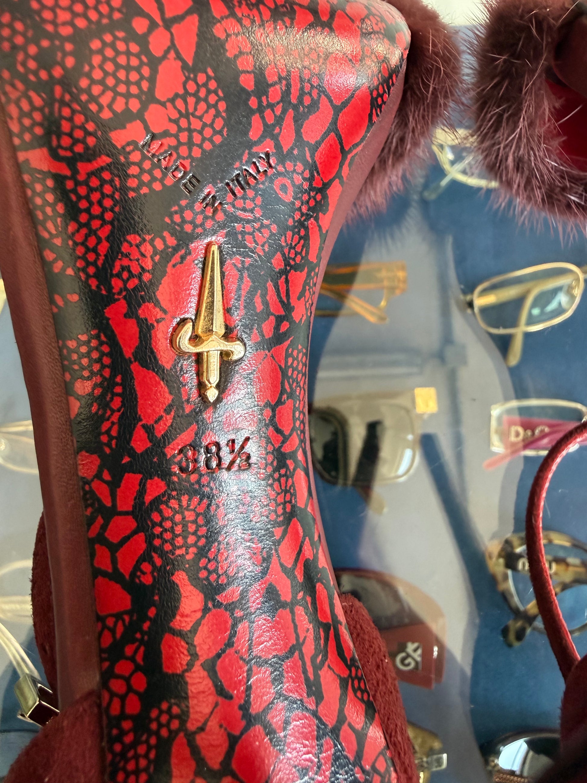 Sandali Cesare Paciotti Dagger Heels oro Bordeaux e visone 00s