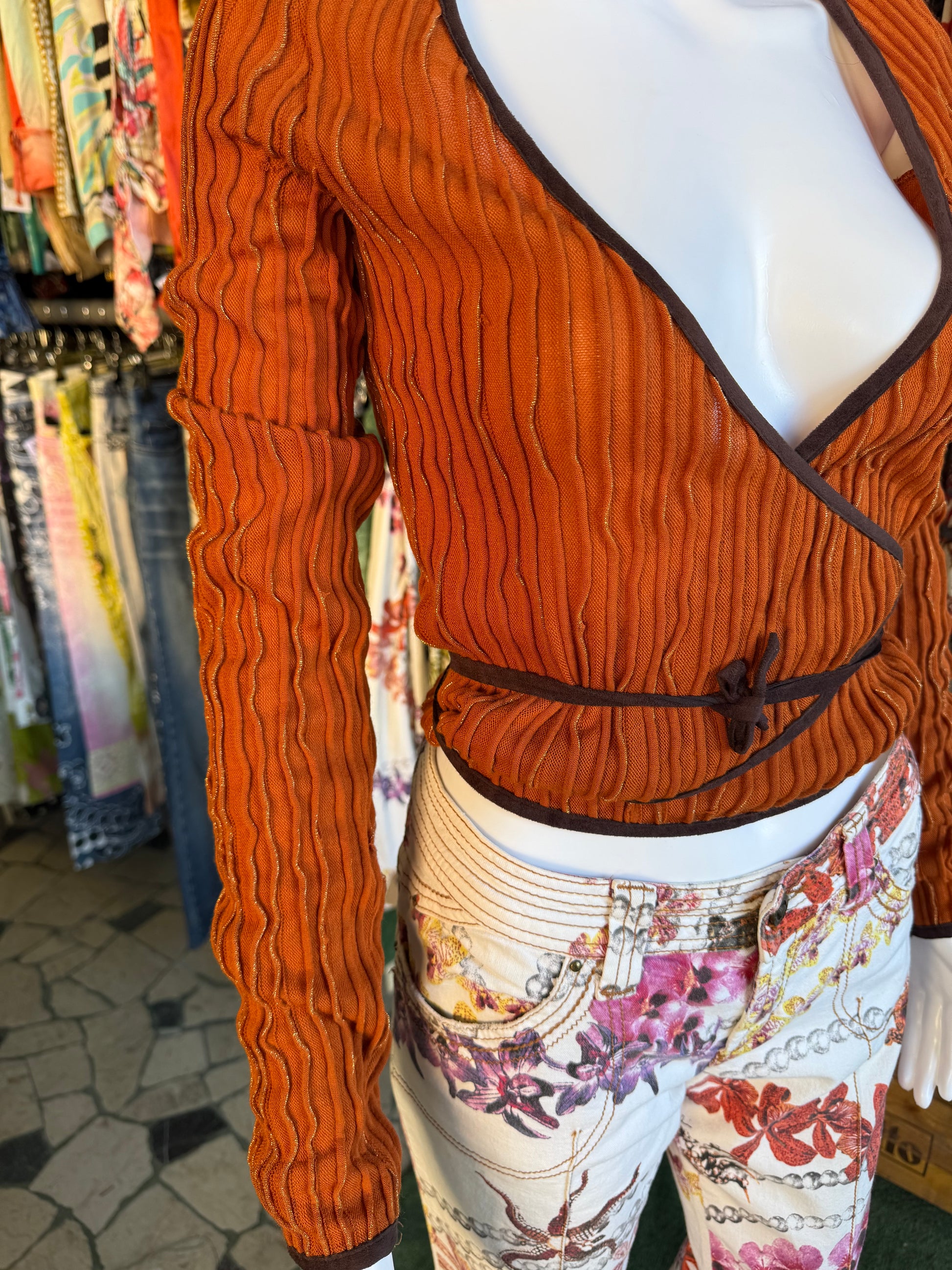 Cardigan top Roberto Cavalli arancione 2000s