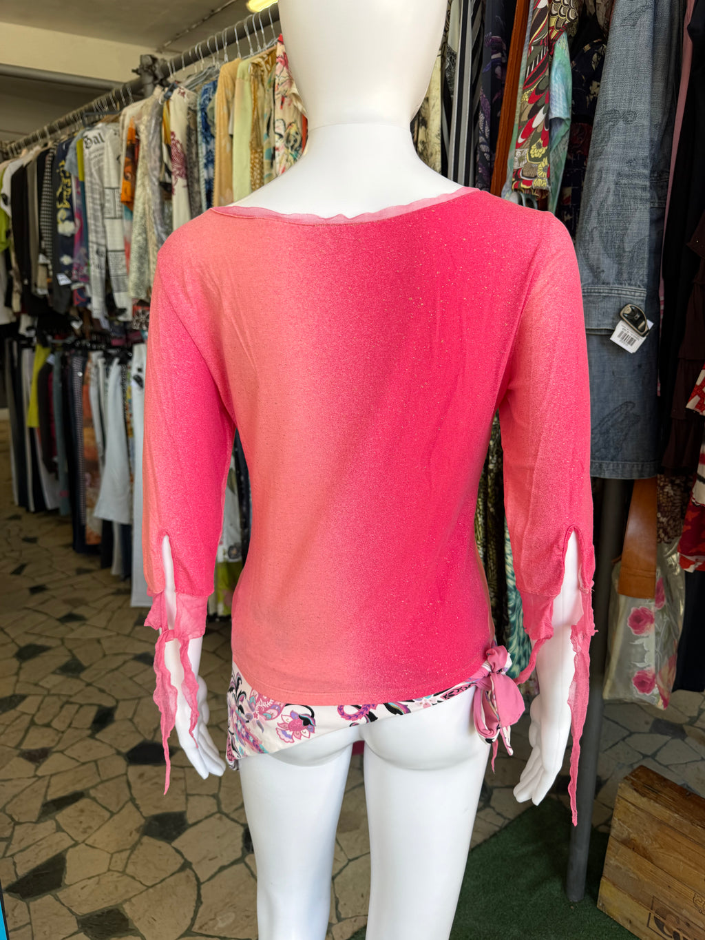 Top Roberto Cavalli FW2000 rosa in seta