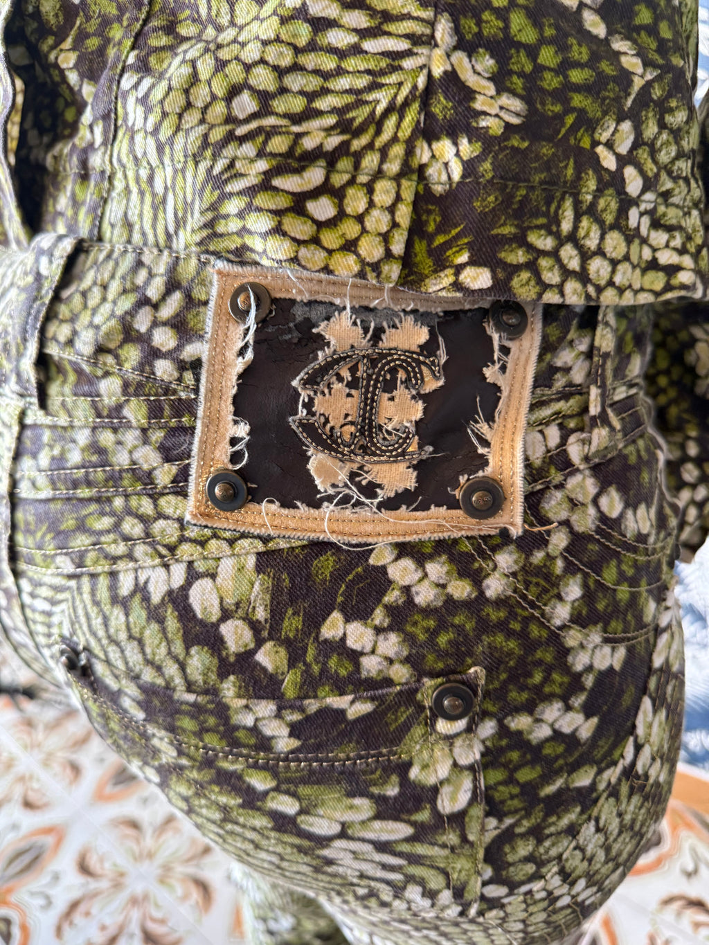 Abito completo pitone verde Roberto Cavalli Just 2000”