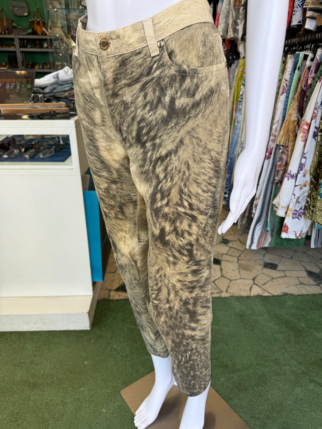 Jeans Roberto Cavalli FW1998 pelliccia lupo grigio