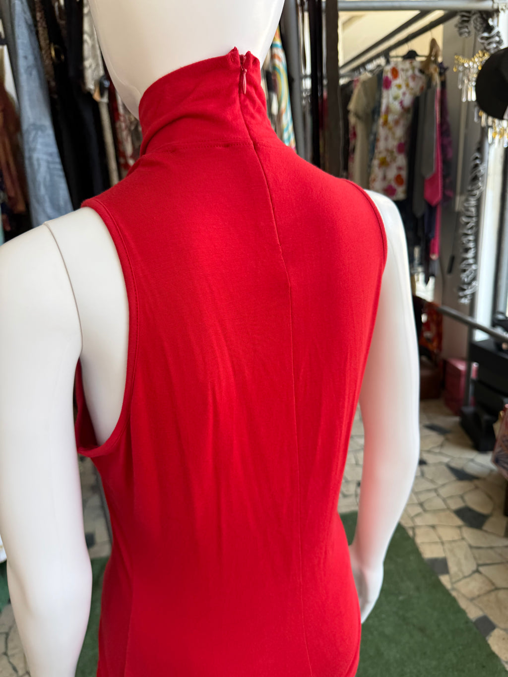 Top smanicato Gianfranco Ferrè rosso 00s