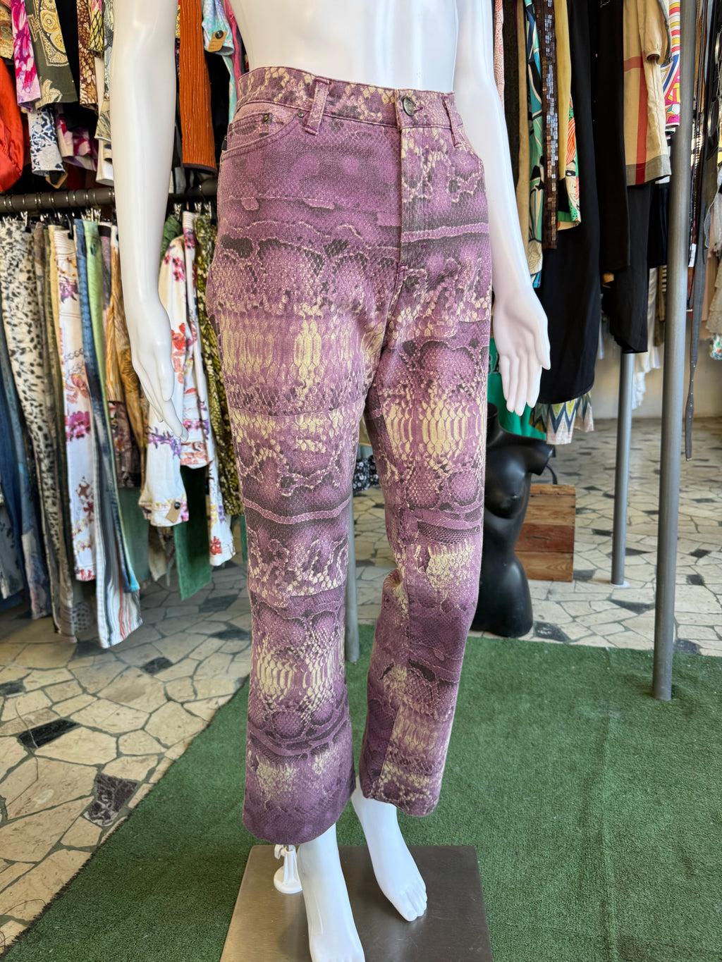 Jeans Roberto Cavalli pitone viola 00s