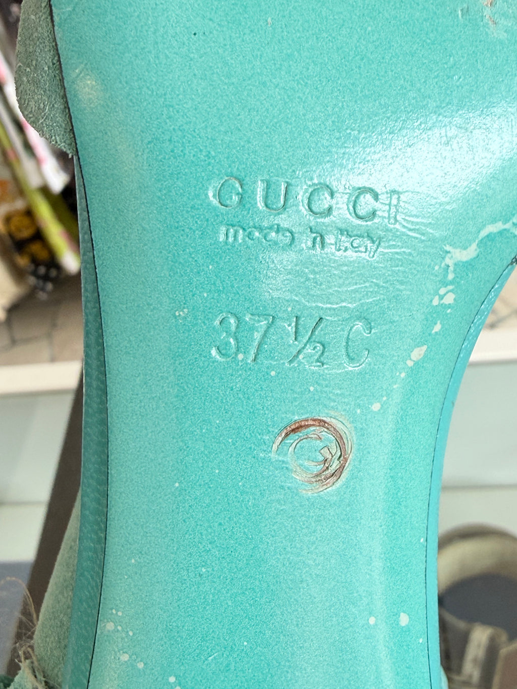 Sandali Gucci verde acqua 2000s
