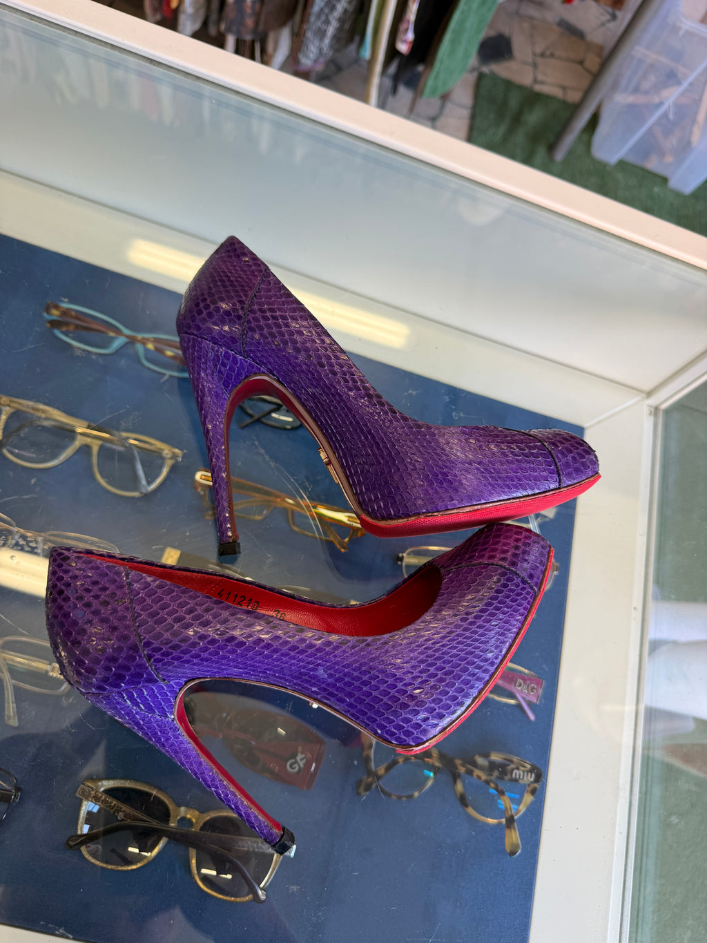 Décolleté Cesare Paciotti pitone viola 00s