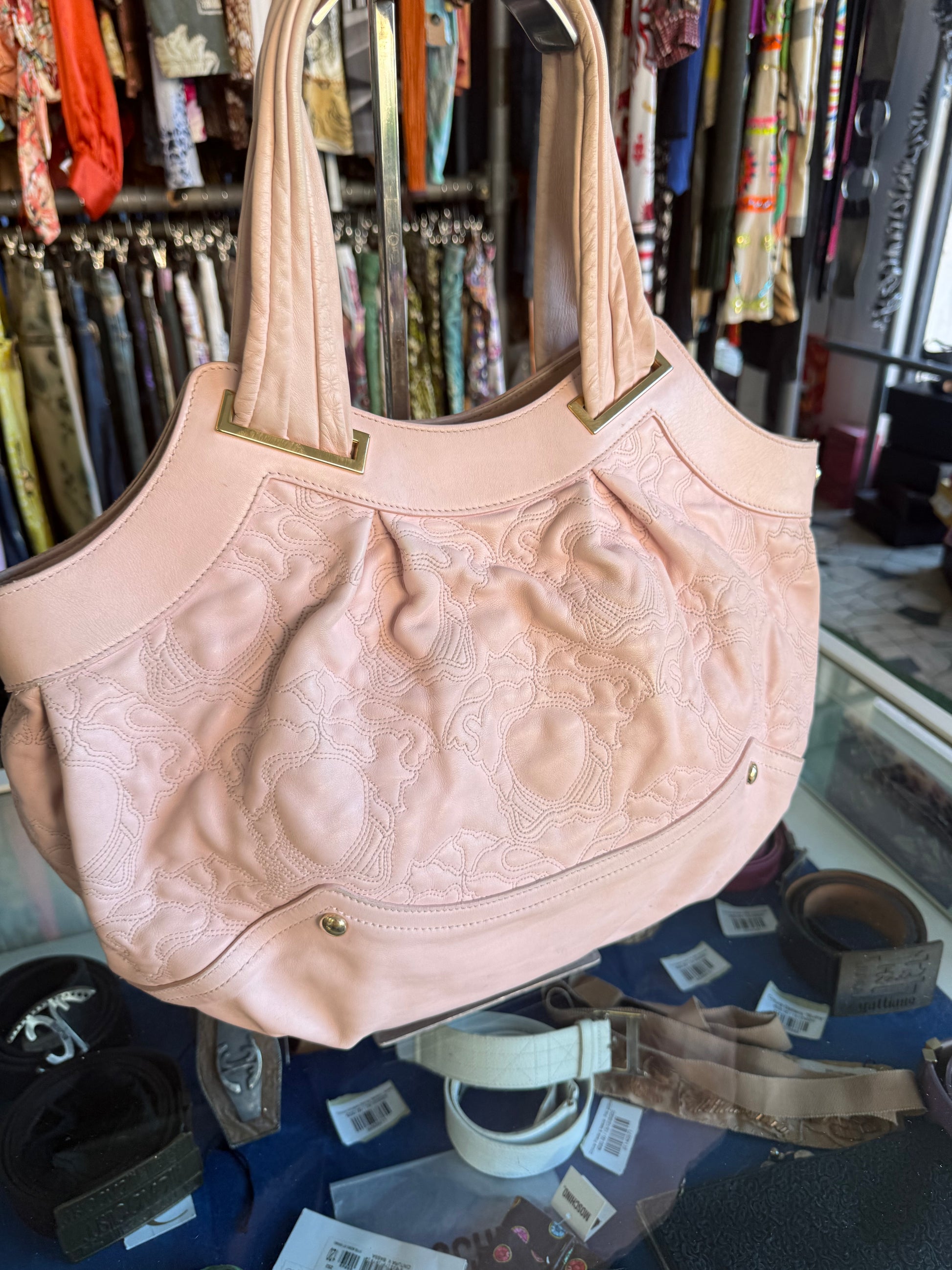 Borsa Versace barocco in nappa rosa