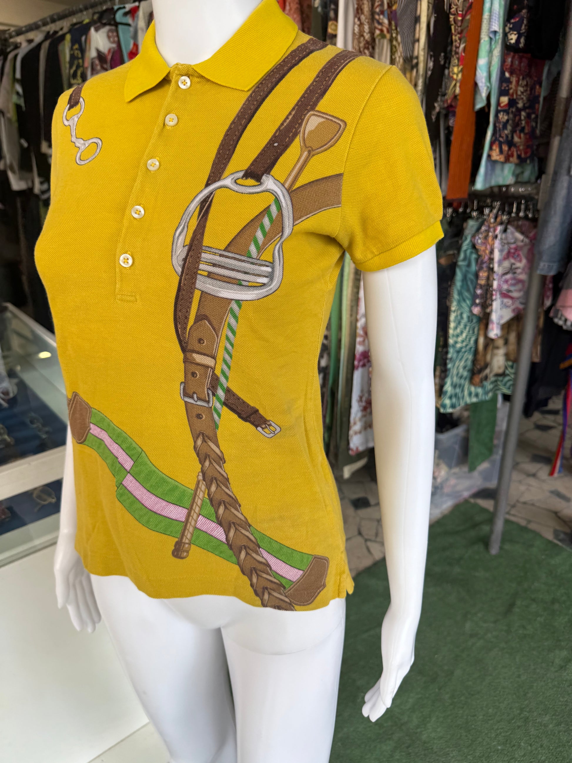Polo Ralph Lauren stampa equestre speroni e cinghie 00s