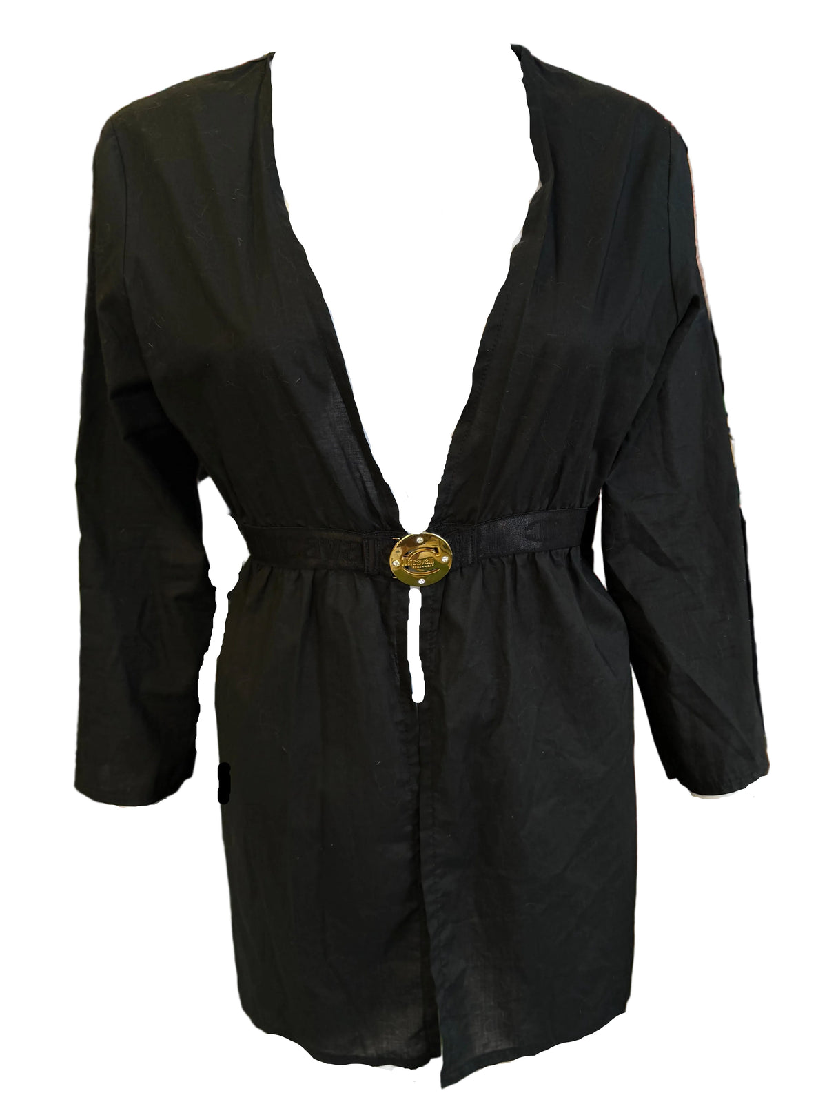 Camicia abito sopracostume Roberto Cavalli nero con gioiello oro