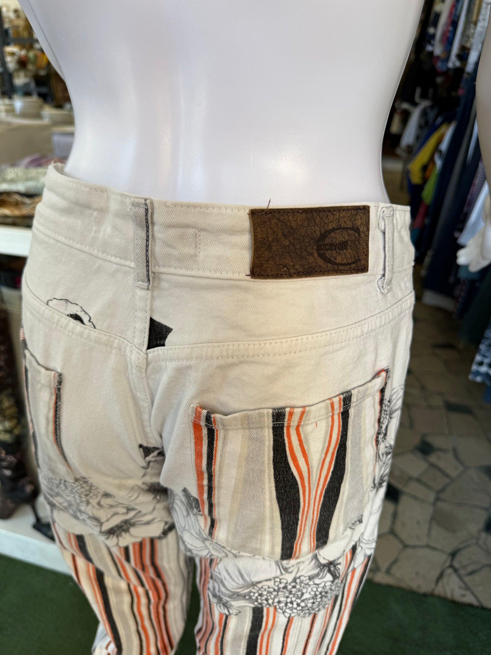 Jeans Roberto Cavalli fiori astratti 2000s