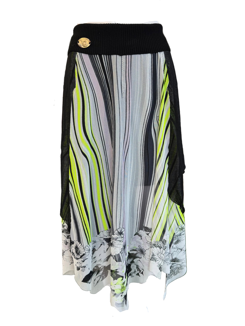 Gonna Roberto Cavalli righe e fiori 00s