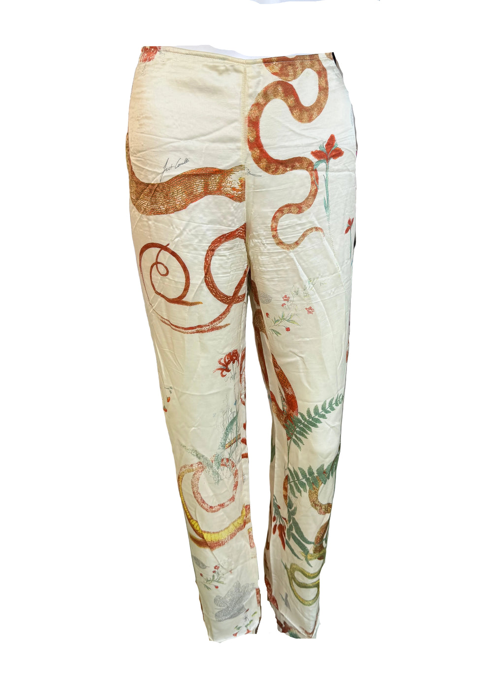 Pantalone Roberto Cavalli seta serpenti e foresta 00s