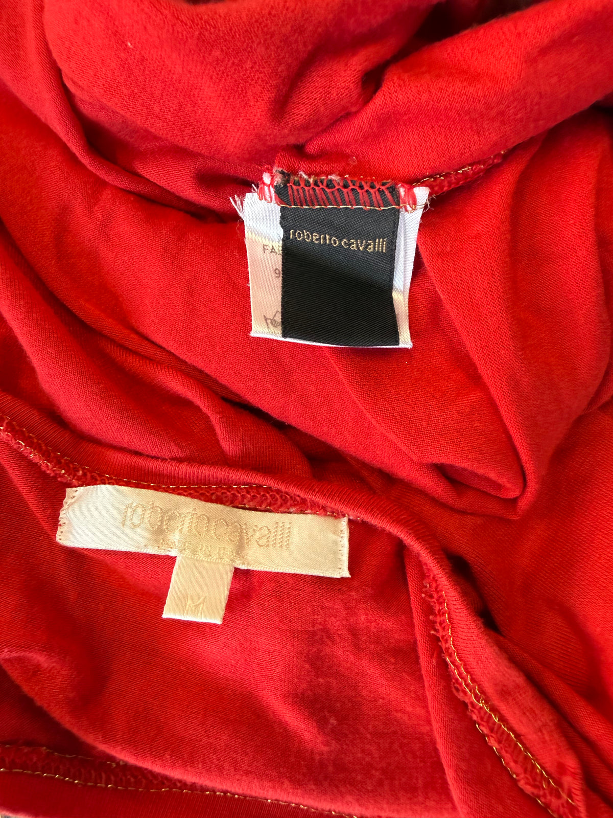 Top Roberto Cavalli 2004 rosso con dettagli oro