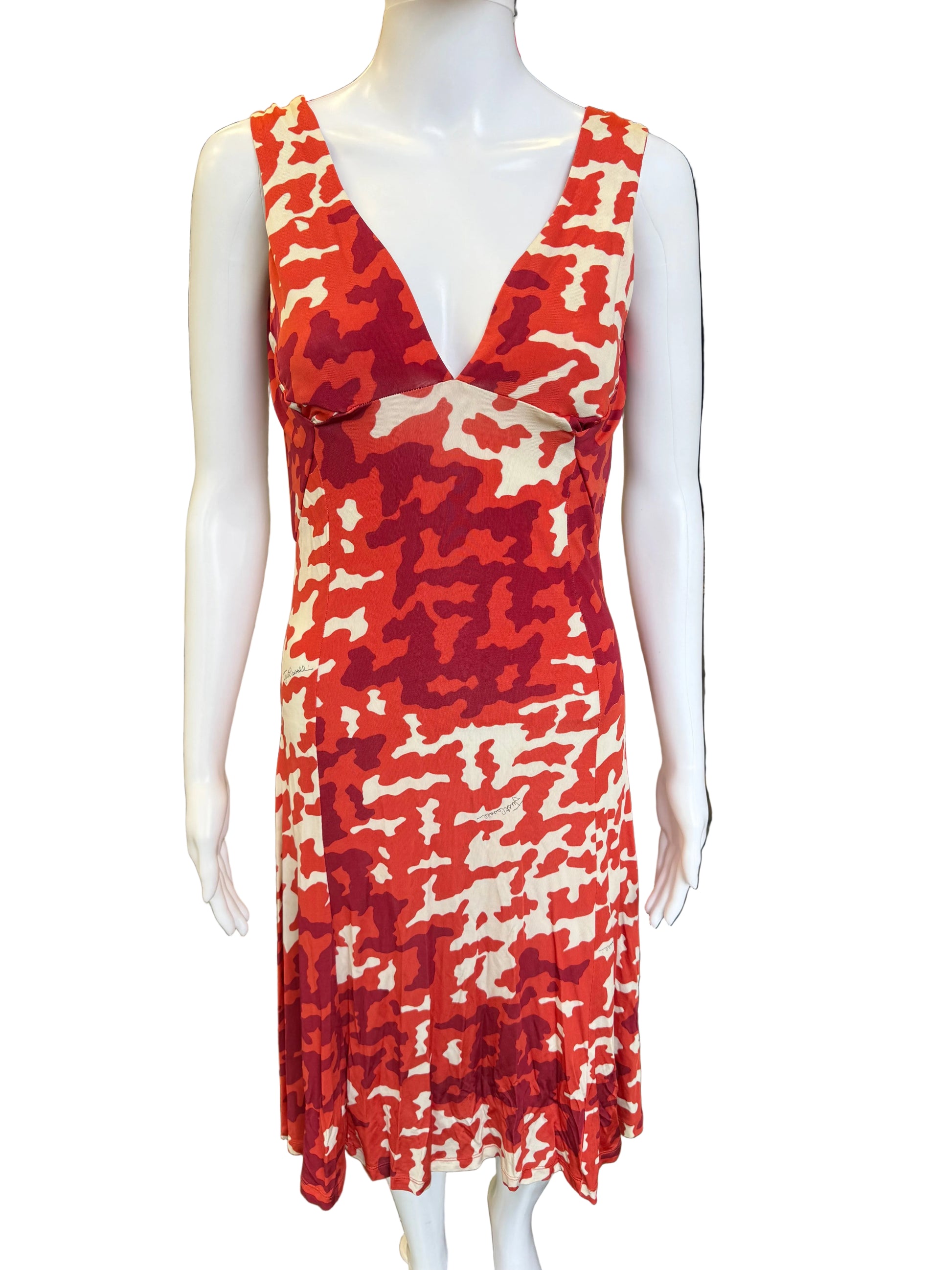 Abito Roberto Cavalli mimetico rosso 2000s