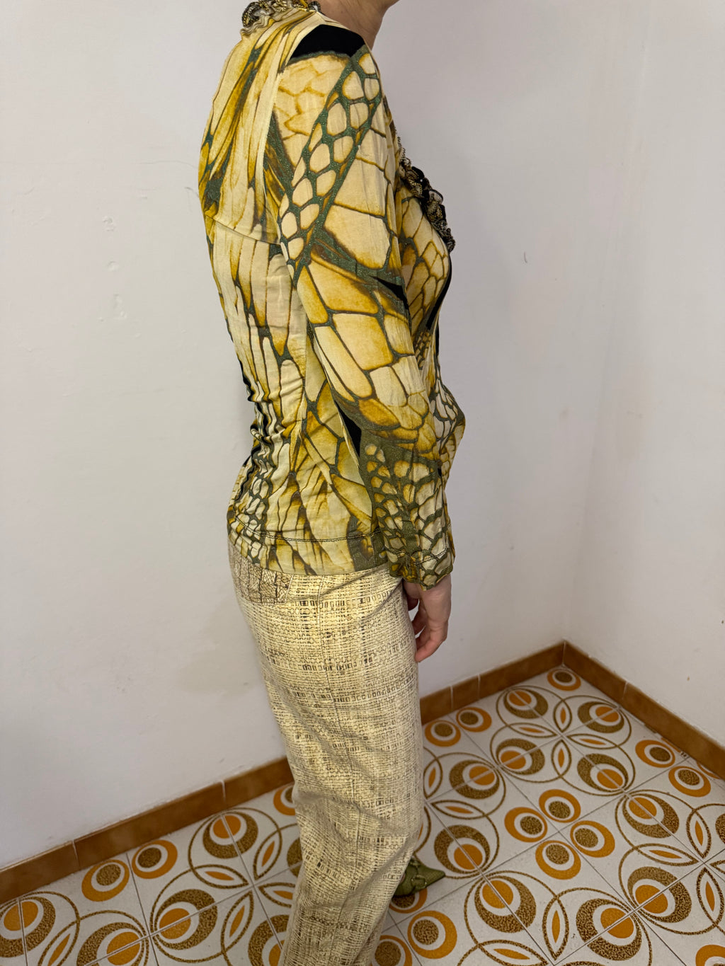 Top squame cocco giallo Roberto Cavalli Just 2000”