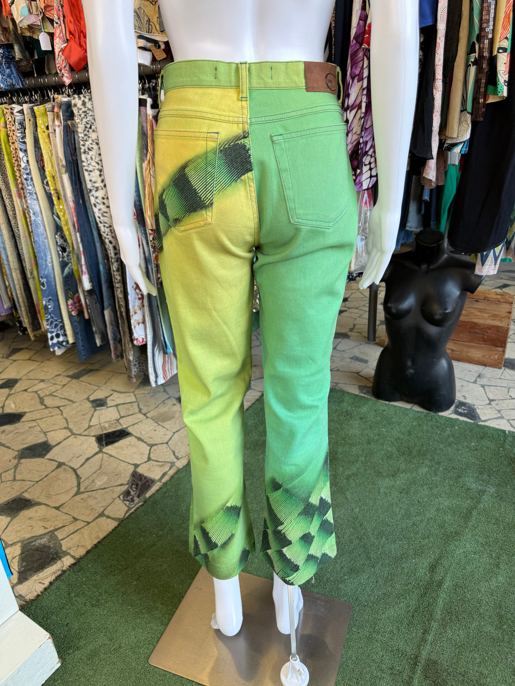 Jeans Roberto Cavalli verde iguana 00s