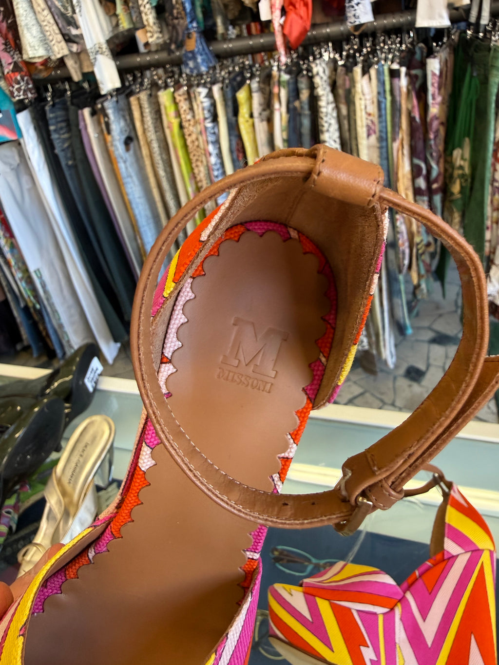 Sandali zeppa Missoni gemoetria multicolore nuovi
