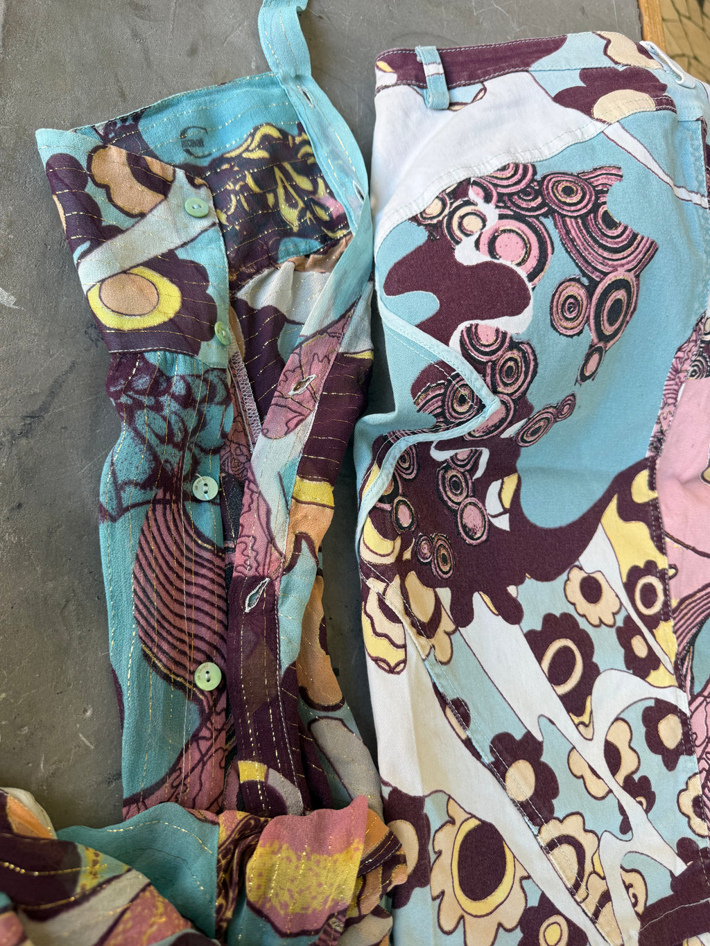 Completo Roberto Cavalli Just Sirena e fiori 2000s